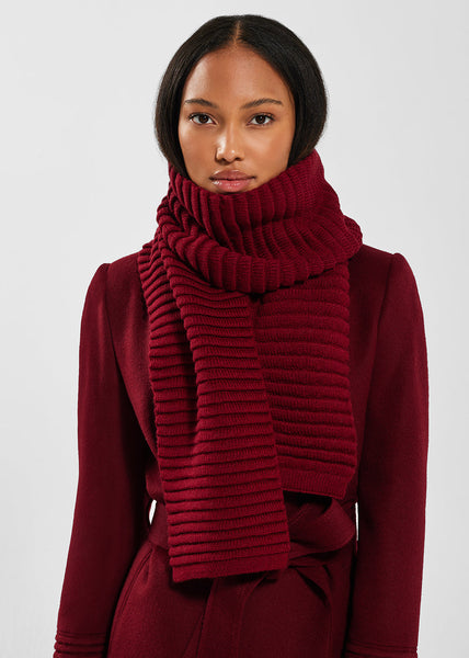 SENTALER Ribbed Scarf - Garnet Red
