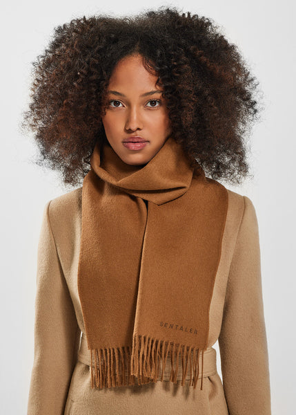 SENTALER Baby Alpaca Classic Scarf - Dark Camel