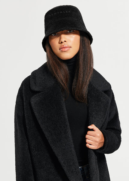 SENTALER Bouclé Alpaca Bucket Hat - Black