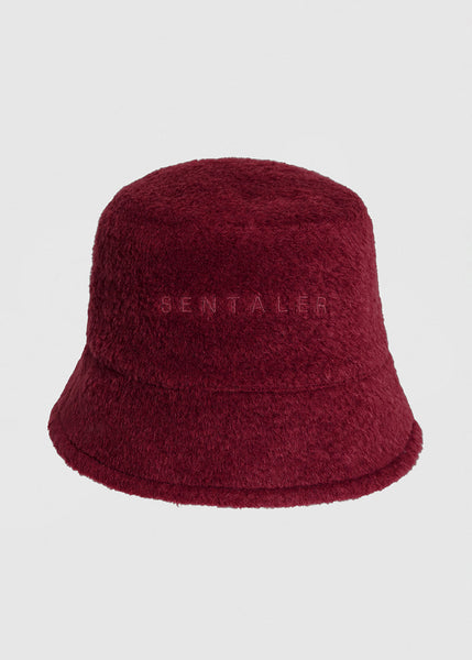SENTALER Bouclé Alpaca Bucket Hat - Garnet Red