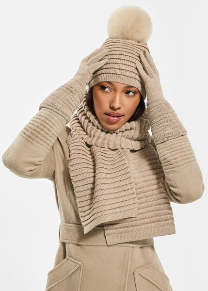 SENTALER Ribbed Scarf- Camel