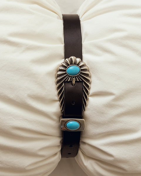 Black Suede Studio Spur Belt - Black/ Silver