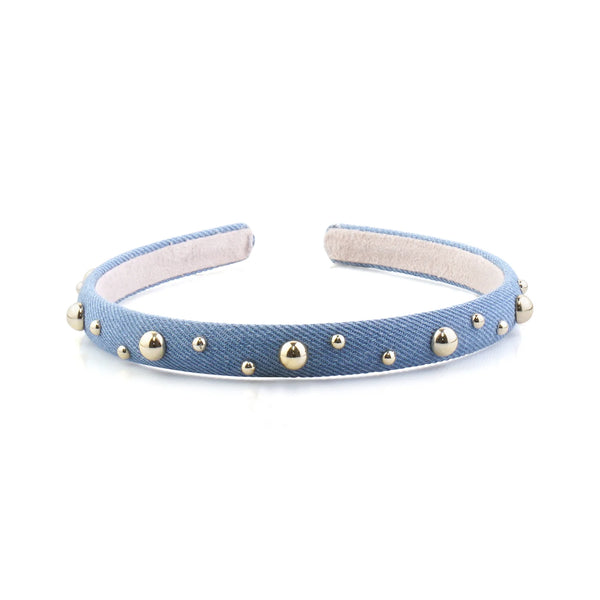 LimLim Gold Stud Hairband Denim