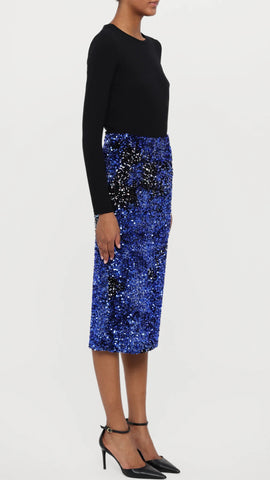 Marella Blue Chenille and sequin skirt