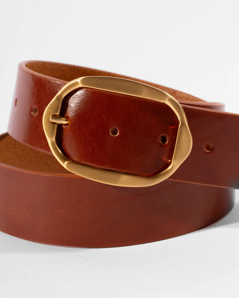 Black Suede Studio Dune Belt - Cappuccino Leather / Gold