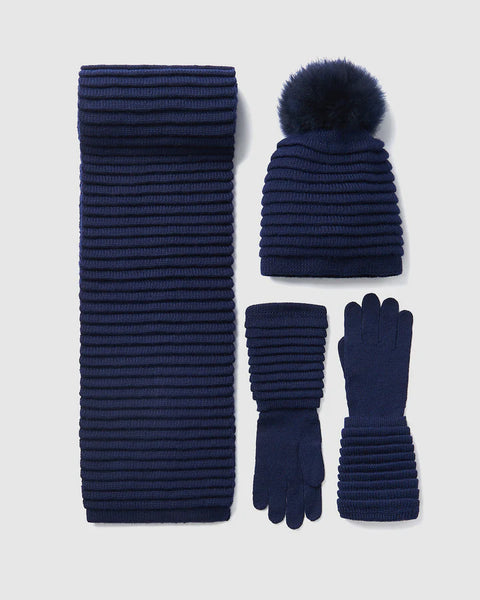 SENTALER Ribbed Gloves - Navy