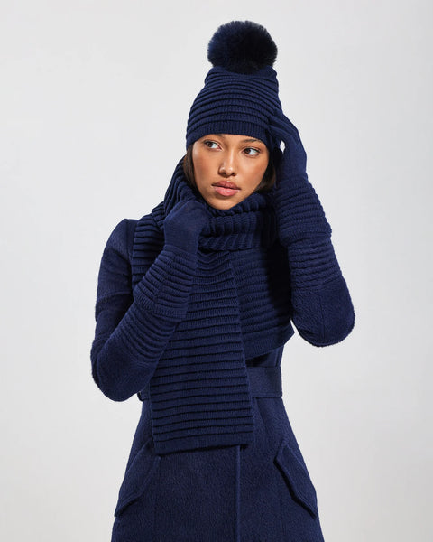 SENTALER Ribbed Gloves - Navy