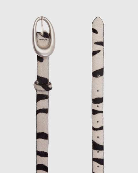 Black Suede Studio Oval Belt - Zebra/ Belt