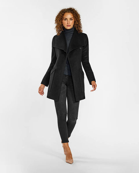 PRE-ORDER SENTALER Baby Alpaca Cropped Wide Collar Wrap Coat