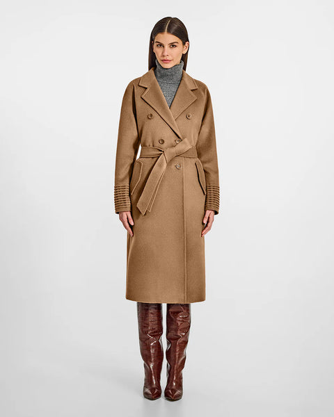 SENTALER Baby Alpaca Long Double-Breasted Notched Collar Coat
