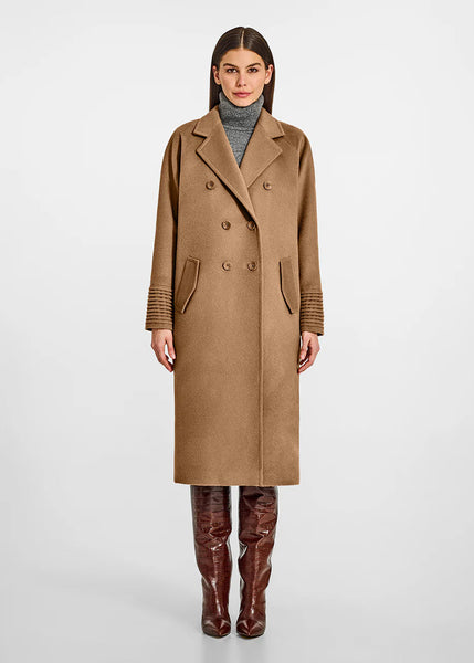 SENTALER Baby Alpaca Long Double-Breasted Notched Collar Coat