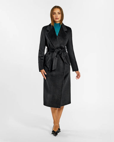 PRE-ORDER SENTALER Baby Alpaca Long Notched Collar Wrap Coat