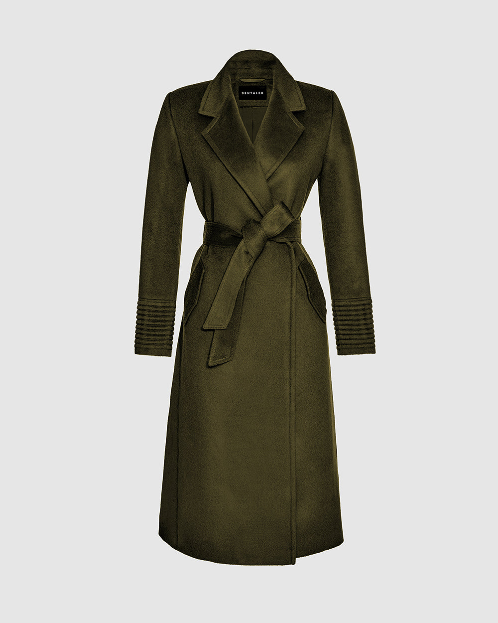 SENTALER Baby Alpaca Long Notched Collar Wrap Coat