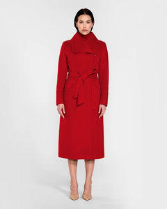 Pre-Order SENTALER Long Wide Collar Wrap Coat- Scarlet Red