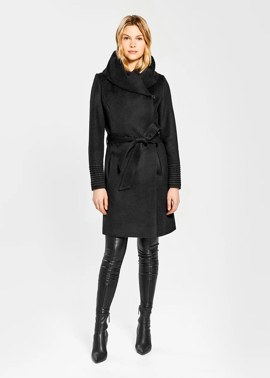 PRE-ORDER SENTALER Baby Alpaca Mid Length Hooded Wrap Coat