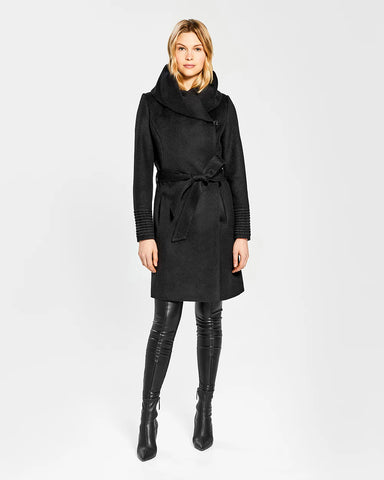 PRE-ORDER SENTALER Baby Alpaca Mid Length Hooded Wrap Coat