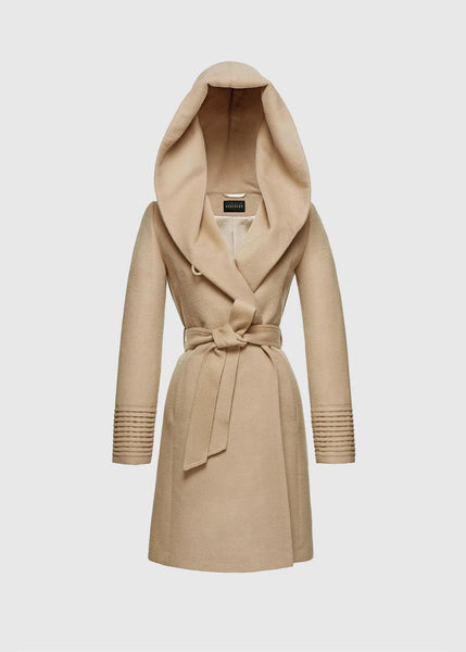 SENTALER Baby Alpaca Mid Length Hooded Wrap Coat (PRE-ORDER)