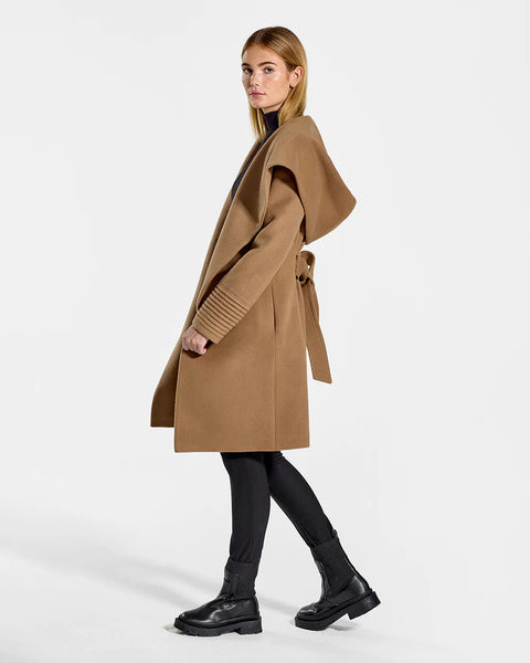Pre-Order SENTALER Mid Length Hooded Coat- Dark Camel