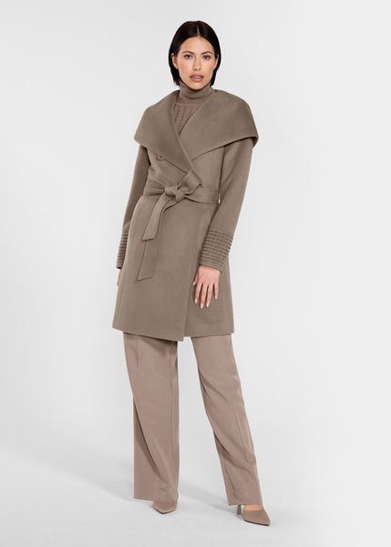 SENTALER Baby Alpaca Mid Length Hooded Wrap Coat (PRE-ORDER)