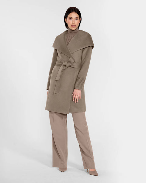 Pre-Order SENTALER Mid Length Hooded Coat- Warm Taupe
