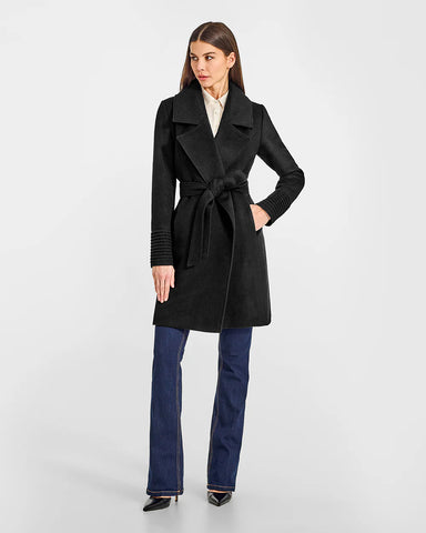 PRE-ORDER SENTALER Baby Alpaca Mid Length Large Notched Collar Wrap Coat