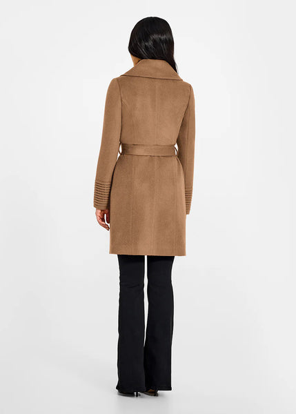 SENTALER Baby Alpaca Mid Length Large Notched Collar Wrap Coat