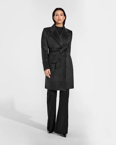 PRE-ORDER SENTALER Baby Alpaca Mid Length Notched Collar Wrap Coat
