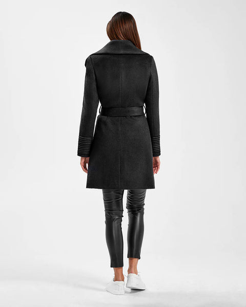 PRE-ORDER SENTALER Baby Alpaca Mid Length Shawl Collar Wrap Coat
