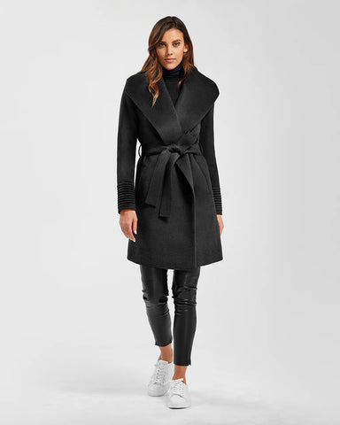 PRE-ORDER SENTALER Baby Alpaca Mid Length Shawl Collar Wrap Coat