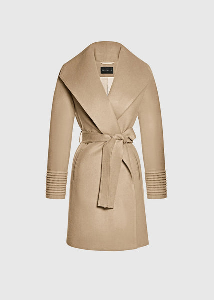 SENTALER Baby Alpaca Mid Length Shawl Collar Wrap Coat (PRE-ORDER)