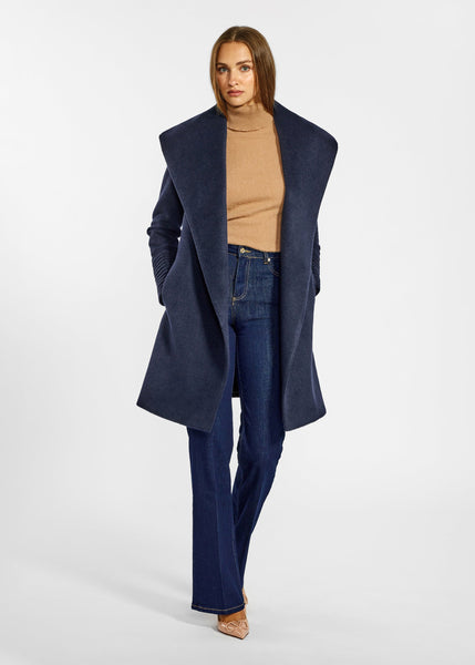SENTALER Baby Alpaca Mid Length Shawl Collar Wrap Coat (PRE-ORDER)