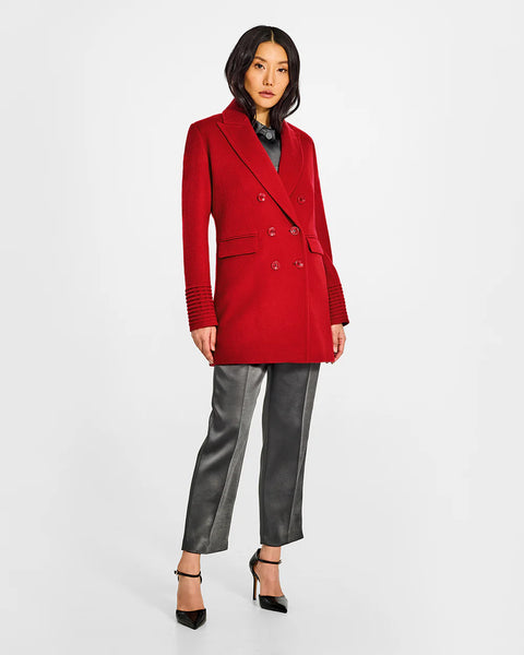 SENTALER Baby Alpaca Peak Collar Overcoat- Scarlet Red