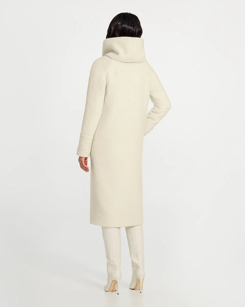 PRE-ORDER SENTALER Bouclé Alpaca Long Hooded Coat- Ivory