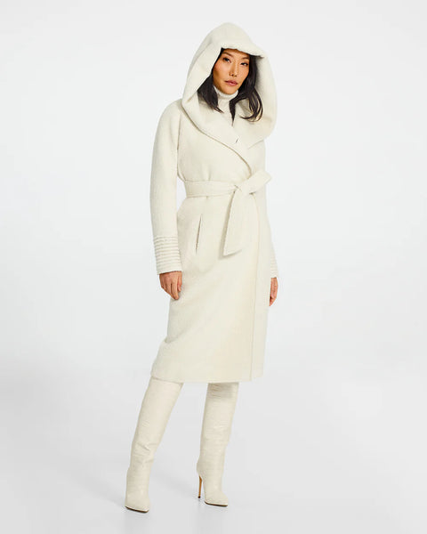 PRE-ORDER SENTALER Bouclé Alpaca Long Hooded Coat- Ivory