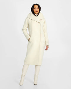 PRE-ORDER SENTALER Bouclé Alpaca Long Hooded Coat- Ivory