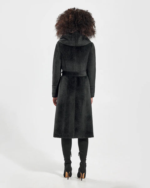 PRE-ORDER SENTALER Bouclé Alpaca Long Hooded Wrap Coat