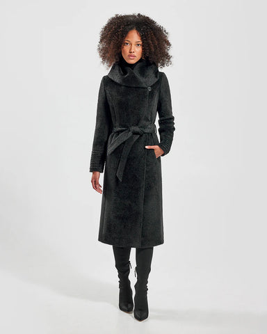 PRE-ORDER SENTALER Bouclé Alpaca Long Hooded Wrap Coat