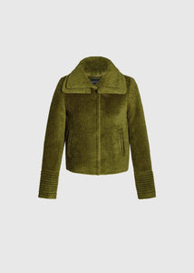 SENTALER Bouclé Alpaca Moto Jacket With Signature Double Collar (PRE-ORDER)