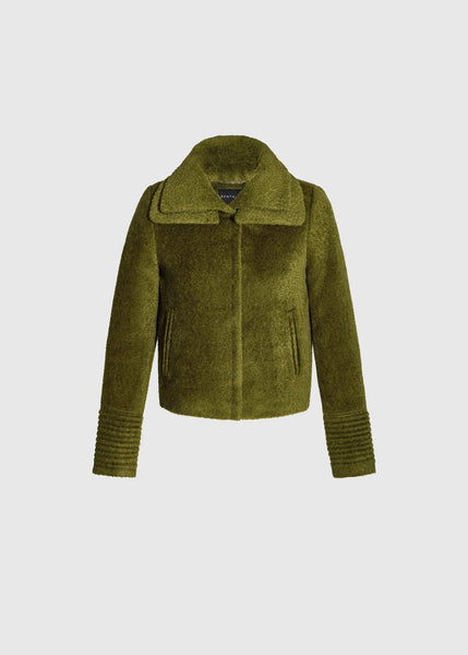 SENTALER Bouclé Alpaca Moto Jacket With Signature Double Collar (PRE-ORDER)