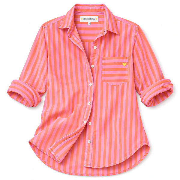 Kerri Rosenthal Mia Stripe Shirt - Palm Pink