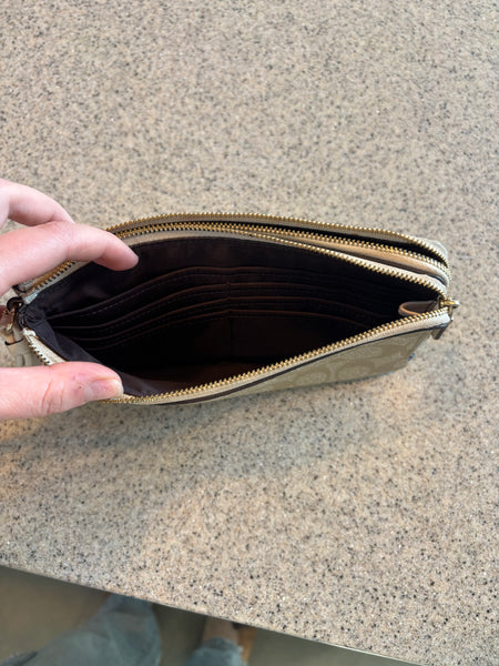Pre-Loved Coach Cream Monogram Clutch