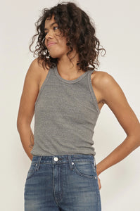 AMO Long Ribbed Tank- Grey