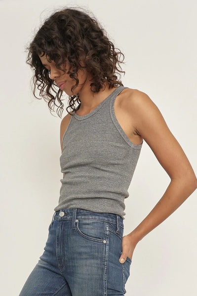 AMO Long Ribbed Tank- Grey