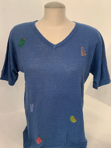 Esthème Cactus Motif Knit V-Neck