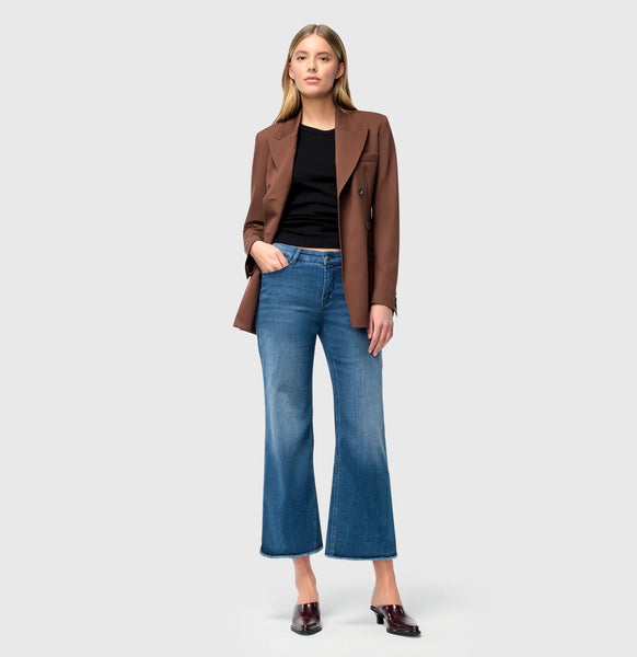 MAC Dream Wide Cropped Jeans - Storm Blue Authentic Wash