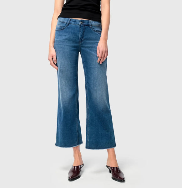 MAC Dream Wide Cropped Jeans - Storm Blue Authentic Wash