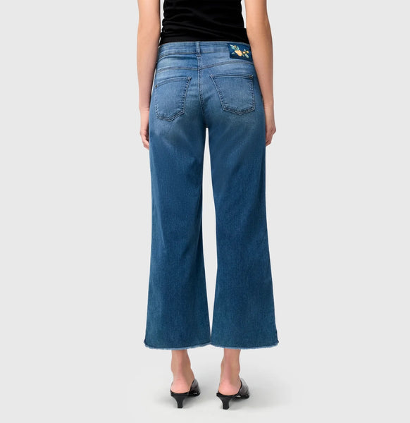 MAC Dream Wide Cropped Jeans - Storm Blue Authentic Wash