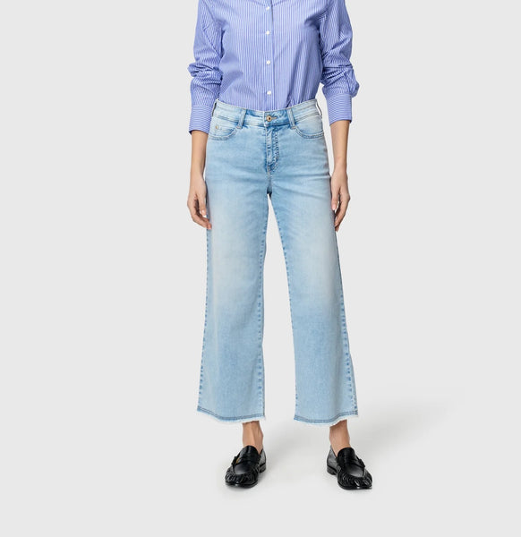 MAC Dream Wide Cropped Jeans - Light Azure Blue