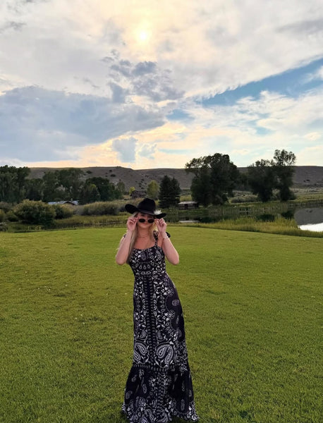 Paisley smocked maxi dress