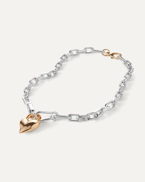 Jenny Bird Padlock Heart Pendant Necklace - Two-Tone